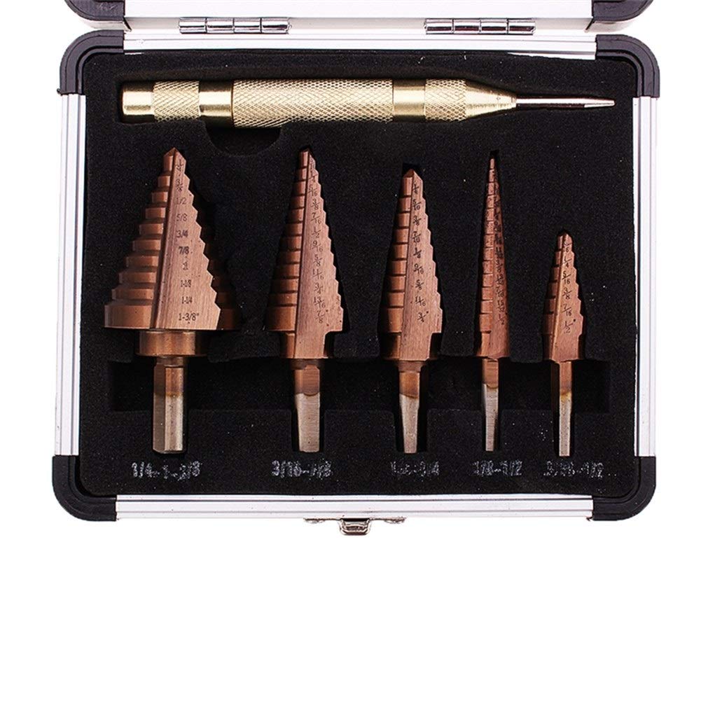 Herramientas, 6 uds., Brocas escalonadas recubiertas de Bronce HSS con Juego de Brocas centrales, Cortador de Agujeros, Herramienta de perforación, Todo Nuevo, Nunca Usado