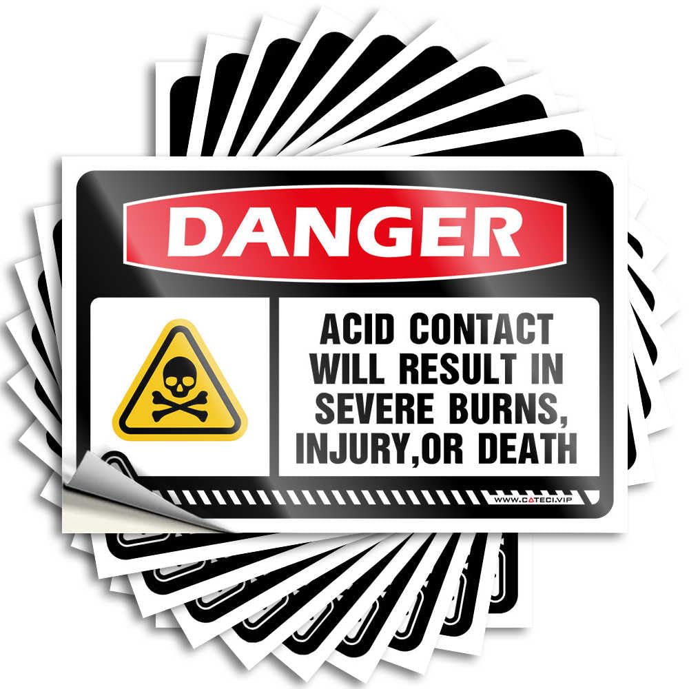 Tool Sticker with Hazardous Acid Contact That Will Result in Serious Burn, Injury or Death, 10 Stickers for Toolbox, Cave Man Bar (6 x 9 cm)