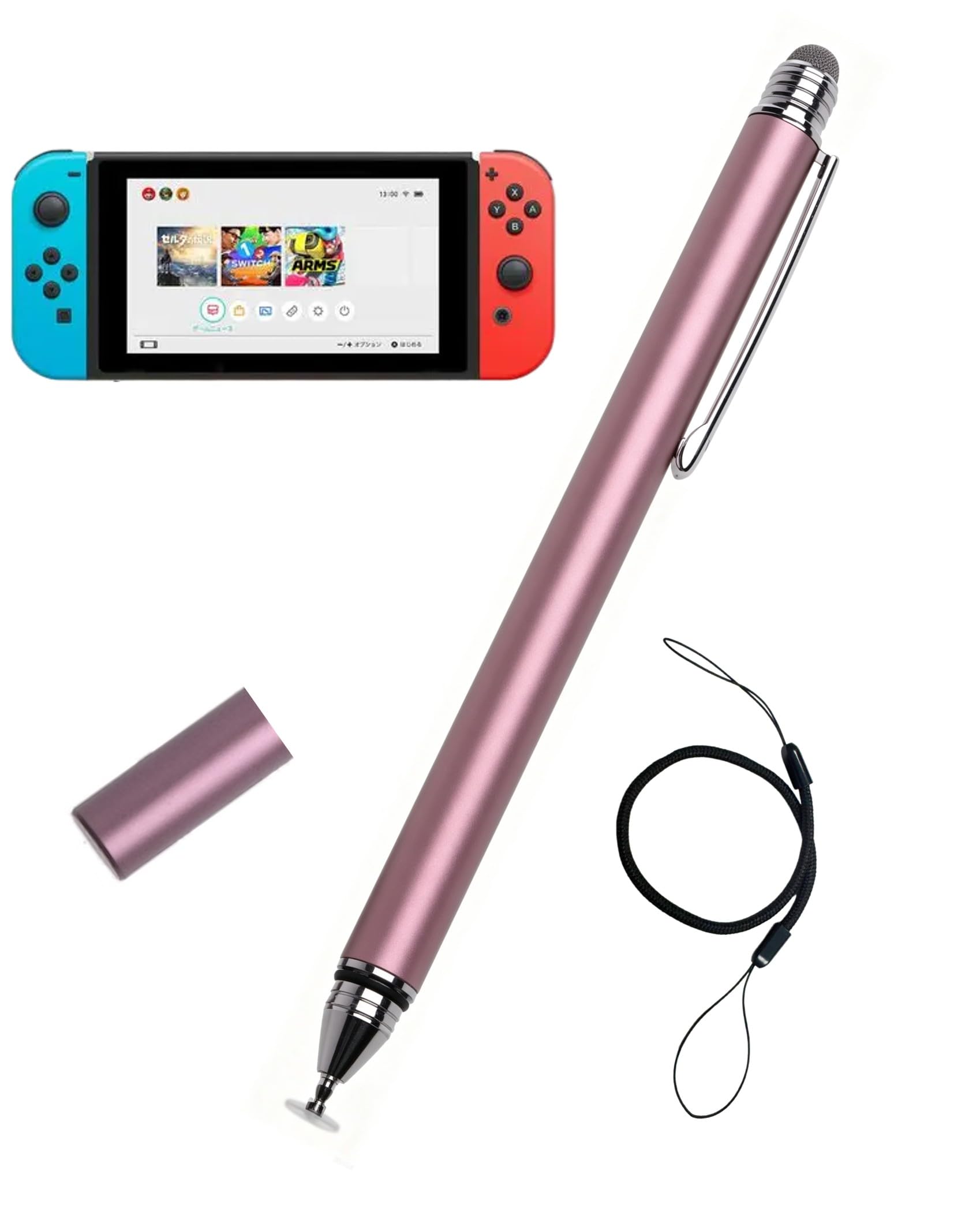 2-in-1 Stylus Pen for Nintendo Switch1/2/Lite/OLED, with Lanyard (Pink) | 2in1 Switch Pen…