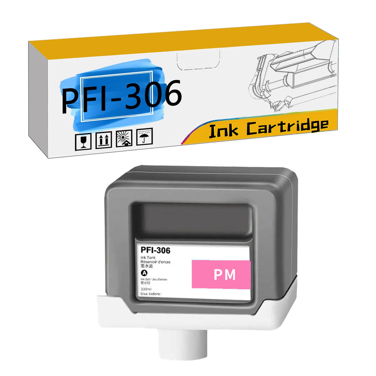 LISTWA PFI-306 PFI306 PFI 306 16ML Ink Cartridges, Compatible for Canon IPF8300 IPF8300S IPF8400 IPF8400S IPF8400SE IPF8410 IPF8410S IPF9400 IPF9400S