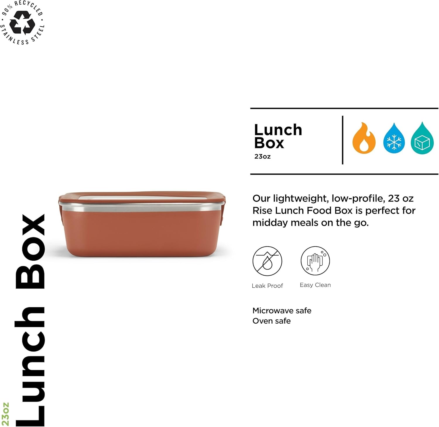 Klean Kanteen Rise Food Box - Lunch - Reusable Food Container for Meal Prep, Lunch & More - Stainless Steel Construction - Dishwasher Safe - Autumn Glaze, 23 oz