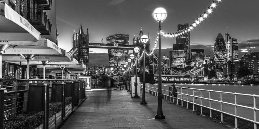 London Riverside Promenade con Tower Bridge STAMPA su CARTA OPACA 220gr Assaf Frank - europeo orizzontale Immagine d'arte x cornice cm_47_X_95