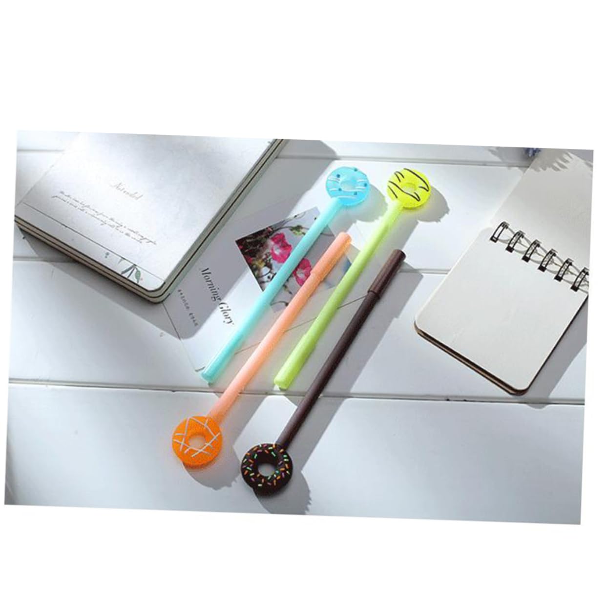 Tofficu 24pezzi Penne Sfera Carine Forma Di Ciambella Strumenti Di Scrittura Per Studenti Blu Arancione Nero e Verde Forniture Per Ufficio e Scuola