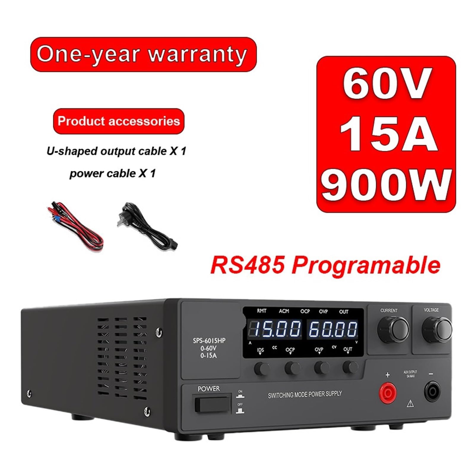 Programowalny zasilacz 60 V 15 A, regulowany i regulowany zasilacz, stabilizator prądu.(60V15A-900W, US-110V)
