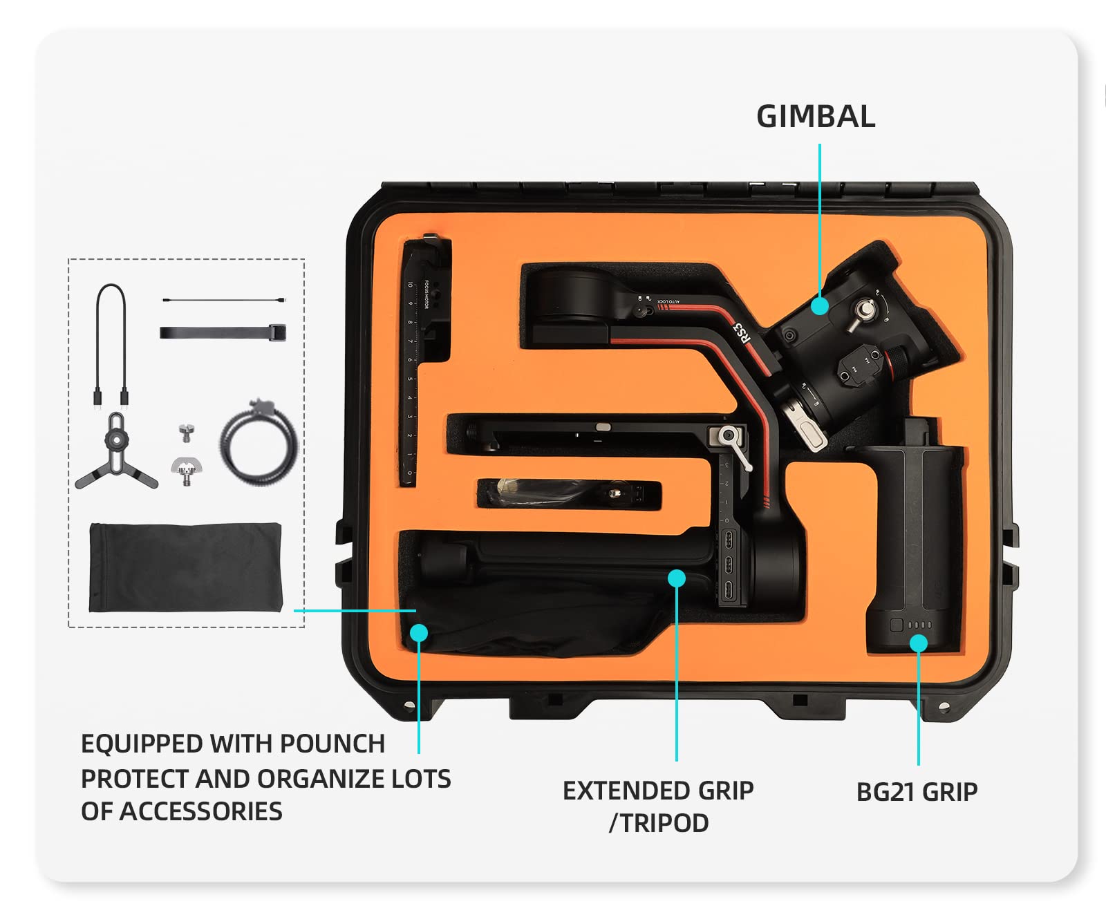 Estuche de almacenamiento rígido para DJI RS 3 Maleta maletín de transporte impermeable para estabilizador caja antiarañazos antideformación antigolpes