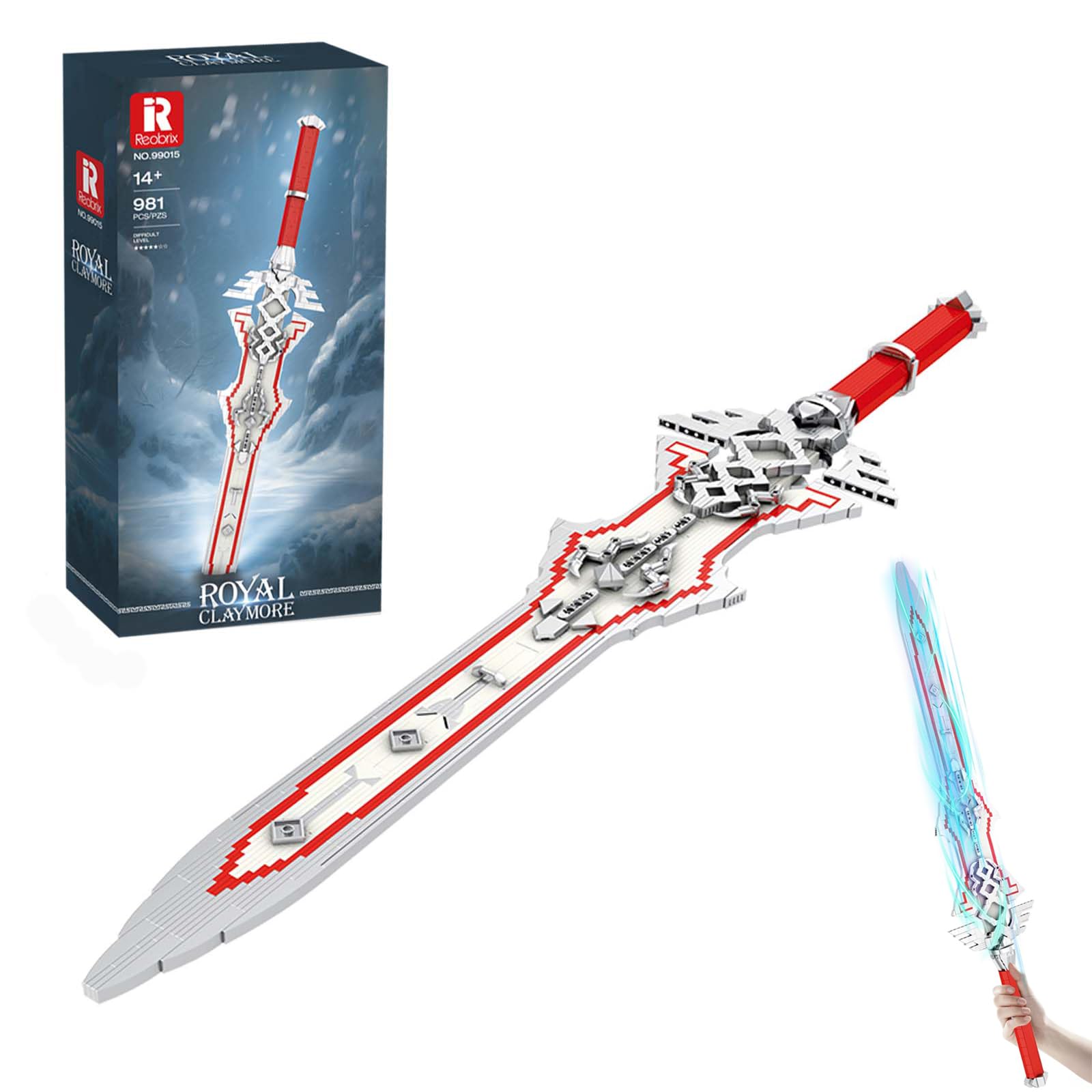 Reobrix 99015 Royal Guard's Claymore Building Blocks Set, Link Sword Model Kit for Play and Display, Zelda Sword Building Toy for Boys 12+ and Adults, 981 PCS
