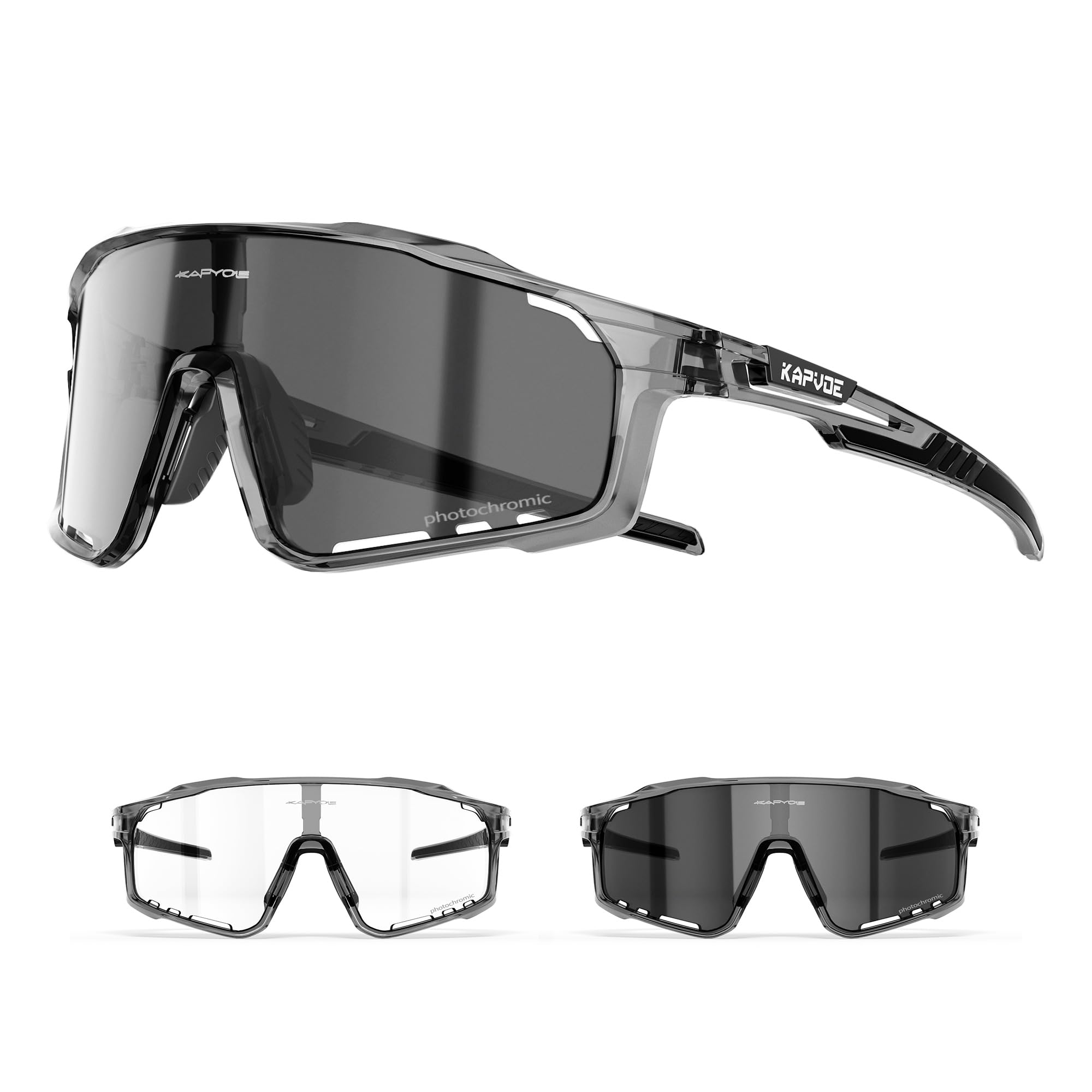 KAPVOE Gafas de Ciclismo Hombre Mujer K76 | Montura TR90, almohadilla nasal ajustable para ciclismo.