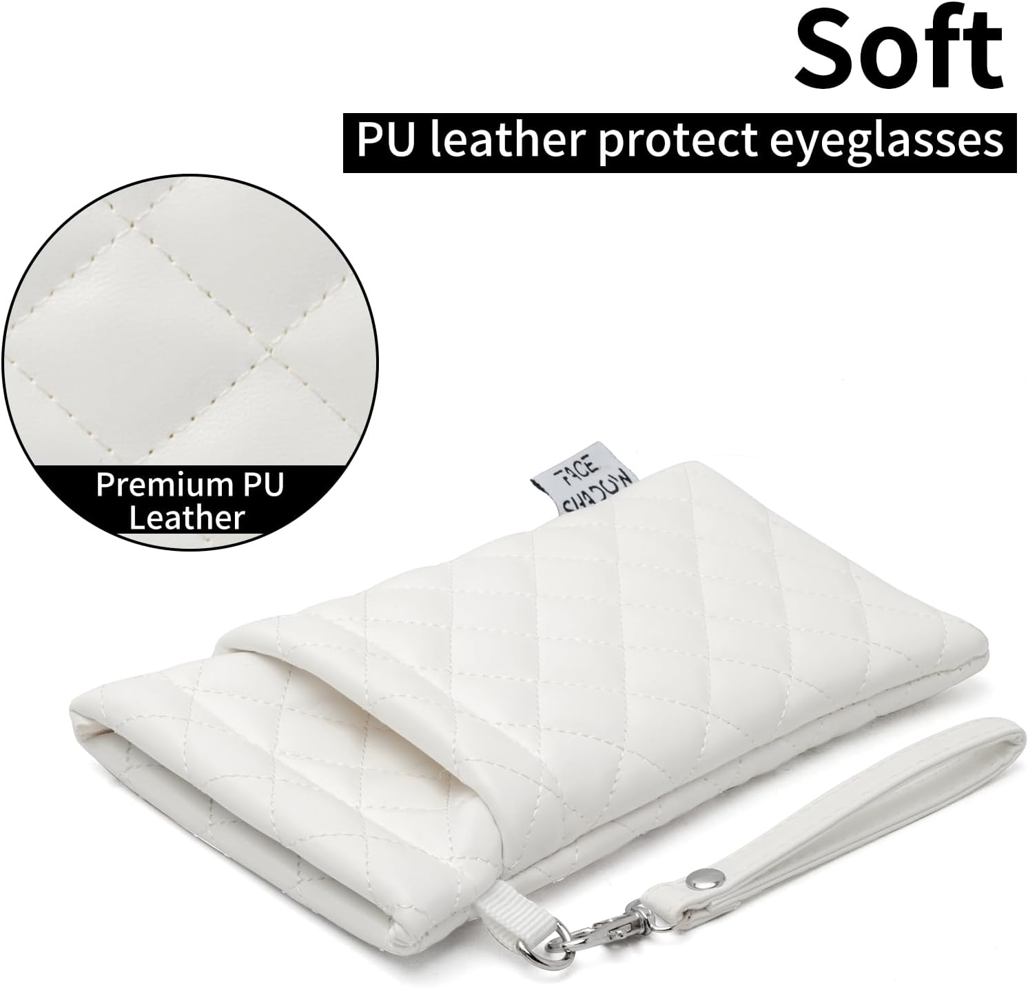 Face Shadow Double Glasses Case Soft Eyeglass Case For Women Men Squeeze Top Sunglasses Case With Cleaning Cloth - Image 5