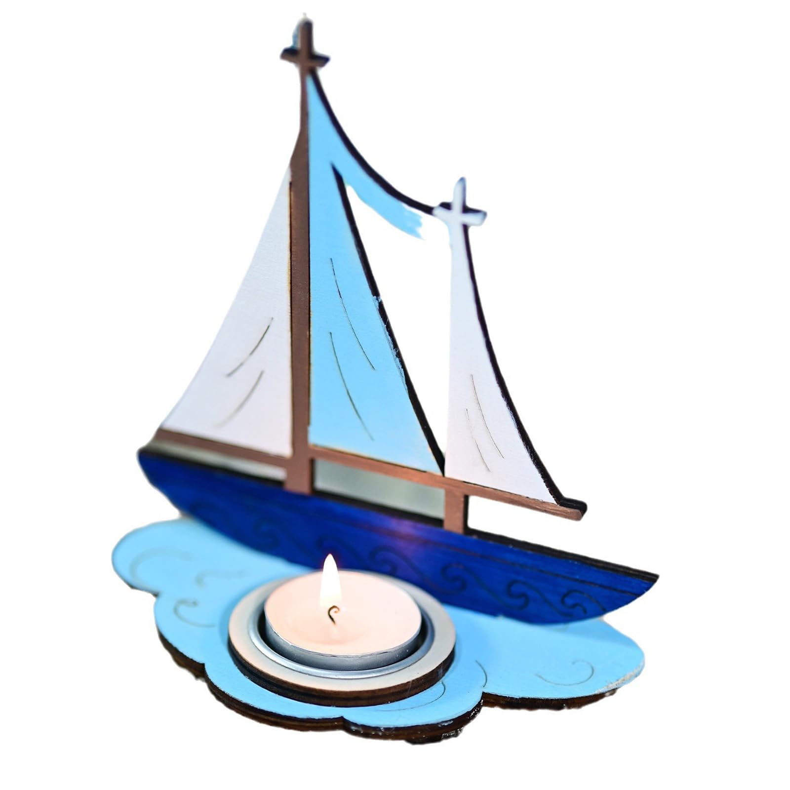 Kalttoy Sailboats Holder Wood Navigations Candlestick Stand Desktops Ornament Table Centerpieces Decorations Holder for Table Centerpieces