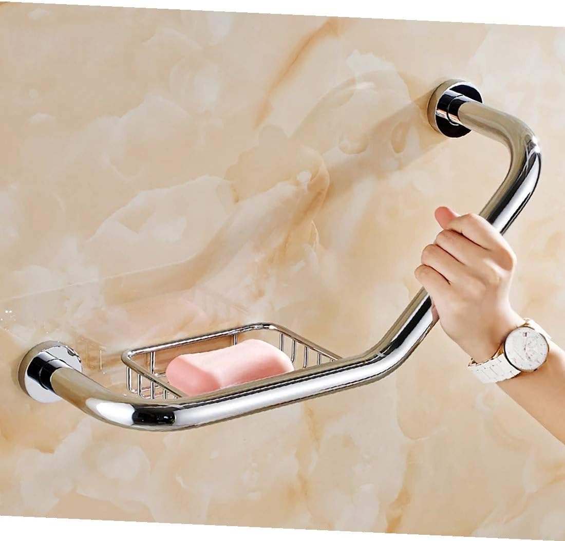 New Lon0167 Stainless Steel Chrome Plated Bathroom Toilet Handrail w Storage Shelf(Edelstahl verchromt Bad WC Handlauf mit Ablageboden