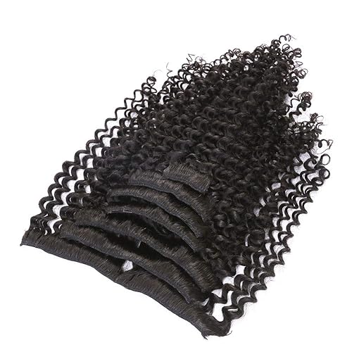 Miniatura 3 de Caliee Extensiones de cabello humano Remy brasileño rizado con doble trama para afroamericanos, color degradado 3C y 3B, negro natural #1B, 16