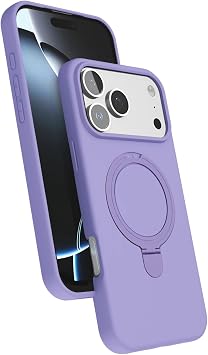 CONSTRAIN - iPhone 17 Pro Max ile uyumlu K l f Magsafe ile uyumlu Halkal  Extra Standl  i i Kadife Yumu ak Renkli S et Silikon Kapak - Lila