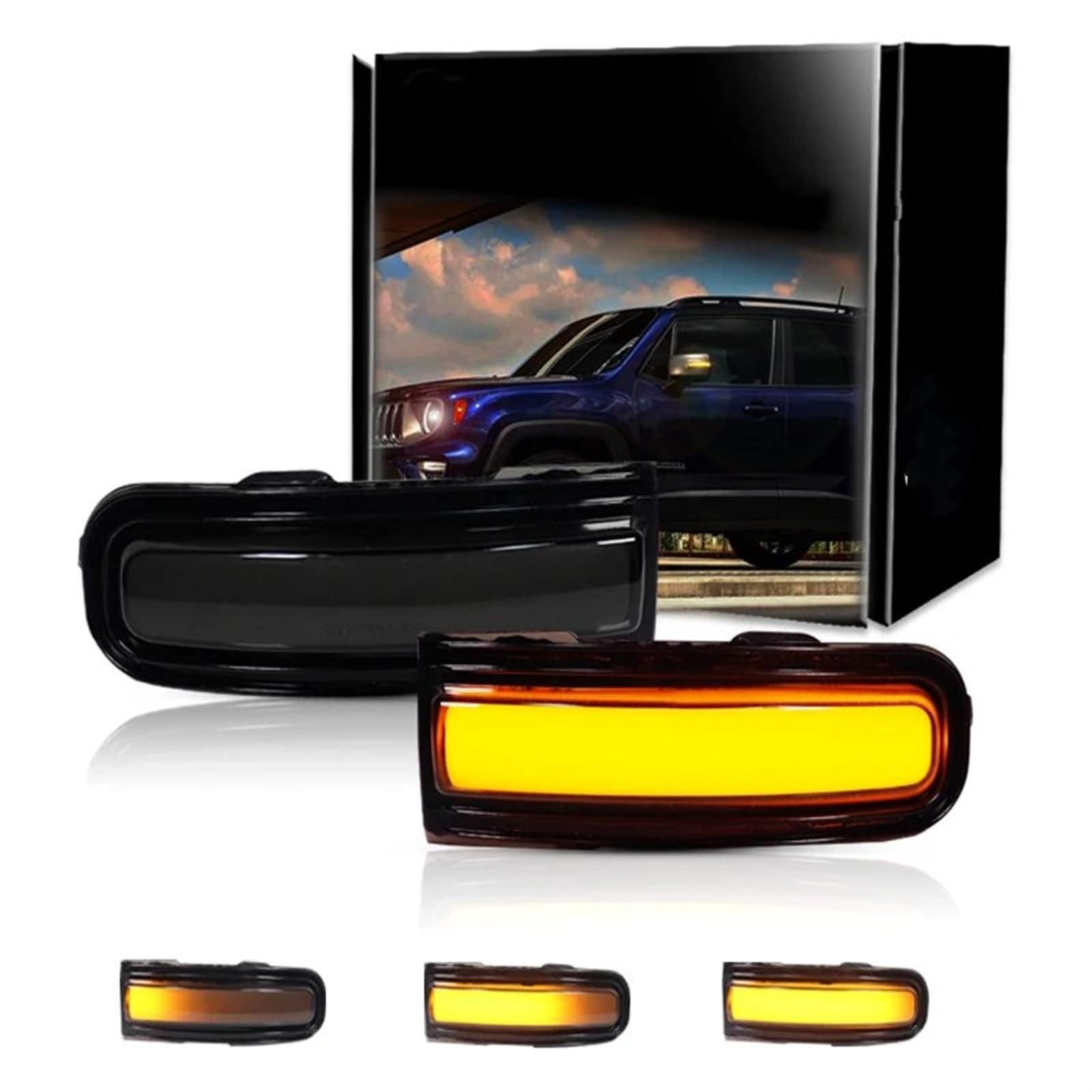 Indicatori Di Direzione A LED Sequenziali Ambra Per Specchietti Jeep Renegade 2015-2022 – Fumé - 3