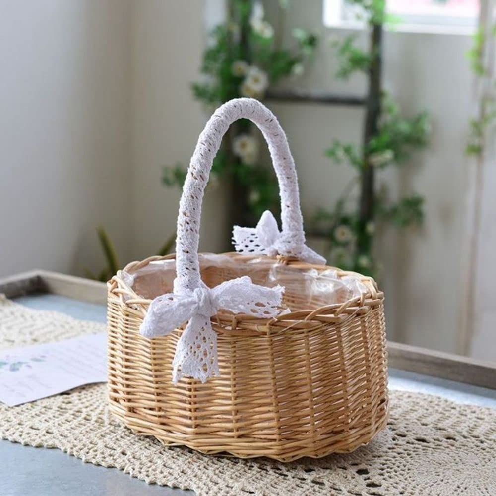 Large Capacity Wicker Rattan Picnic Basket Outdoor Camping Fruit Snack Storage Hamper House Storage Container Shopping Basket - 15 - View #11