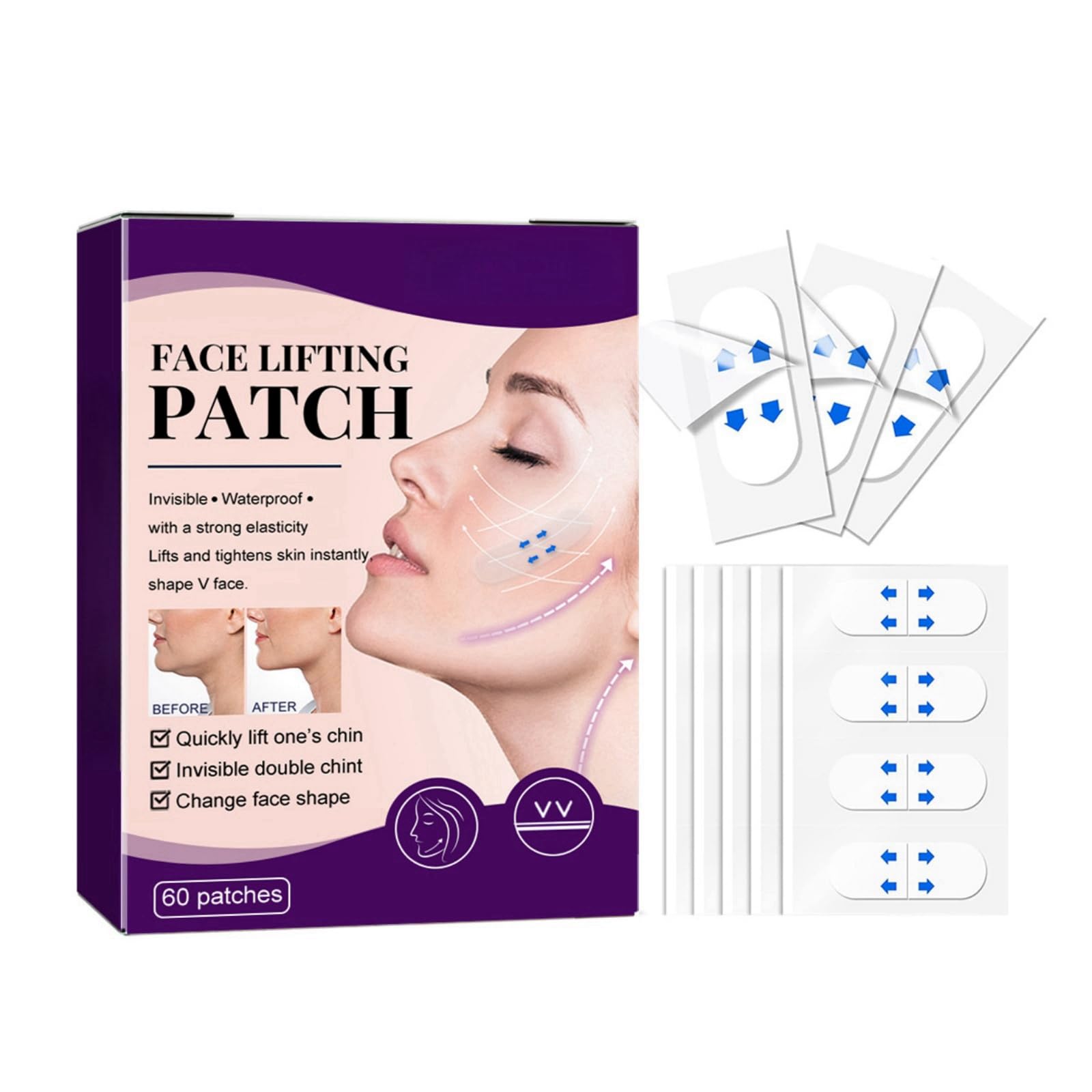 60PCS Face Tape,Face Tape For Wrinkles,Face Tape Lift,Neck Lift Tape,Face Lifting Tape,Face Tapes For Lifting Sagging Skin,Skin Tape For Face,Wrinkle Tape,Neck Tape For Saggy Neck,Wrinkle Patches