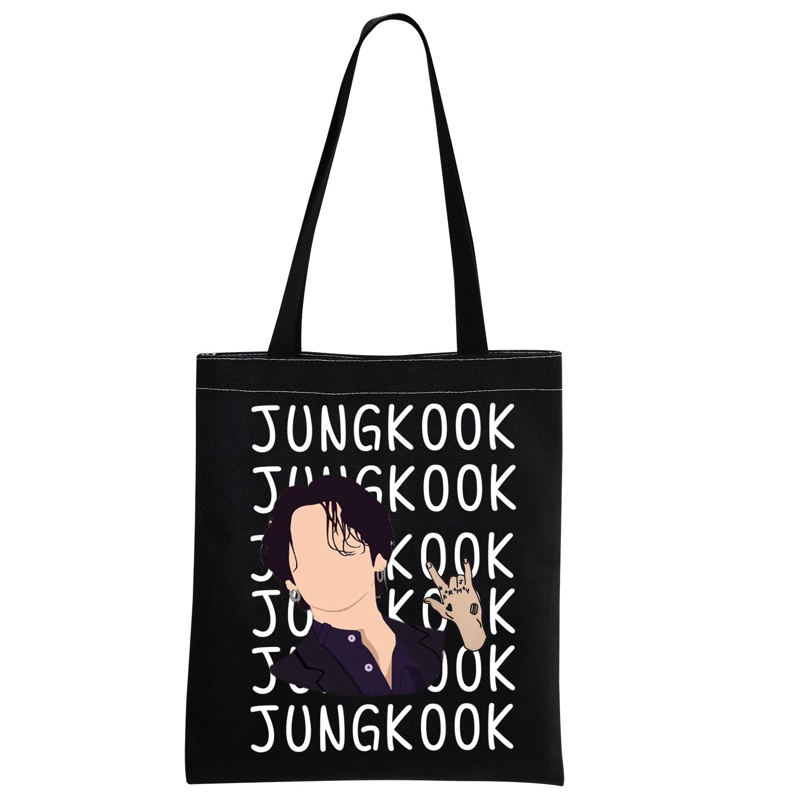 MEIKIUP J-K Canvas Tote Bag Korean Group Tote Bag J-K Fans Gift Music Team Members Shoulder Bag