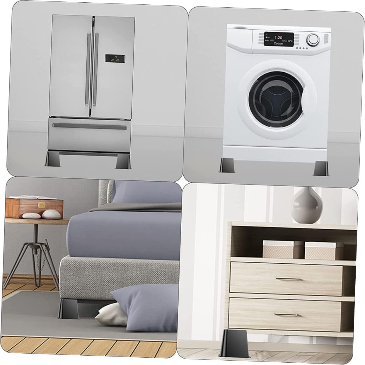 Lurrose 4pcs Rubber Bed Risers Couch Feet Pads Furniture Leveling Feet Slip for Sofa Table Chair Legs