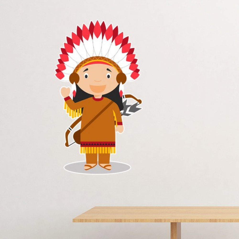 Sticker tribu autochtone USA pour créer un coin lecture enfant ludique
