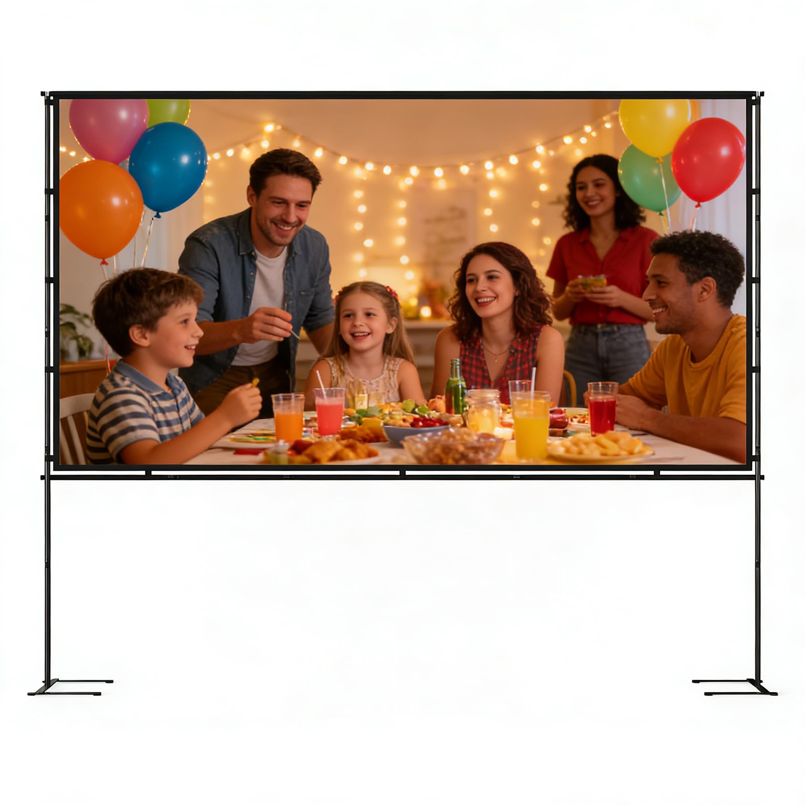 Pantalla Proyector Portátil 120 Pulgadas con Soporte, Marco Rápido Resistente a Arrugas para Interior y Exterior, Pantalla de Proyección 16:9 Compatible 4K HD para Cine en Casa — view 6