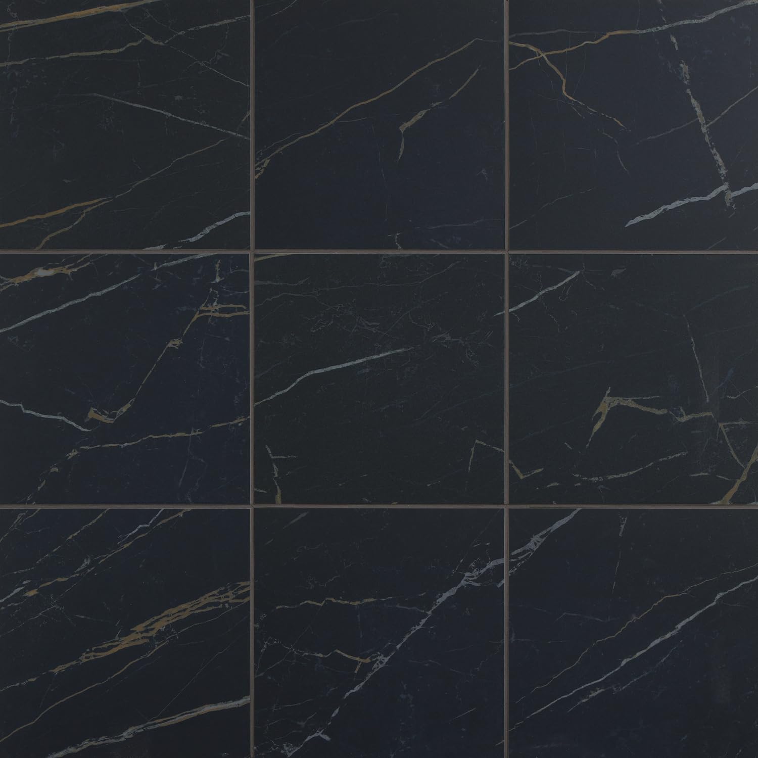 Daltile Perpetuo 12' x 12' Marble Look Porcelain Floor Tile in Matte Infinite Black