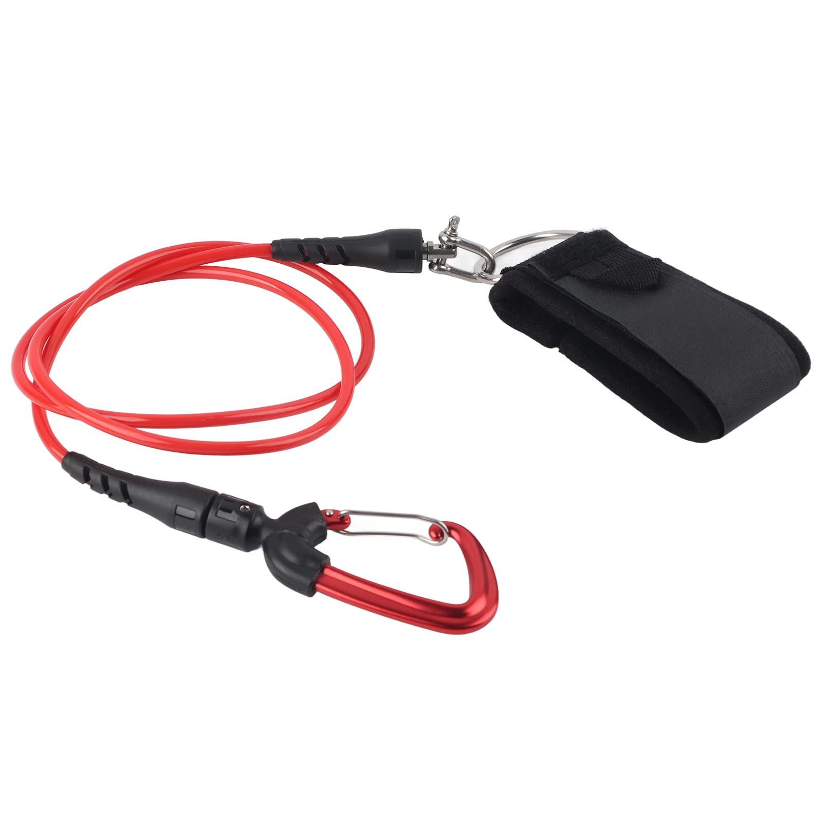 plplaaoo Freediving Cordino di sicurezza per immersioni subacquee con moschettone per sport subacquei, allenamento freediving e competizioni in acque profonde, in acciaio inox, 142 g