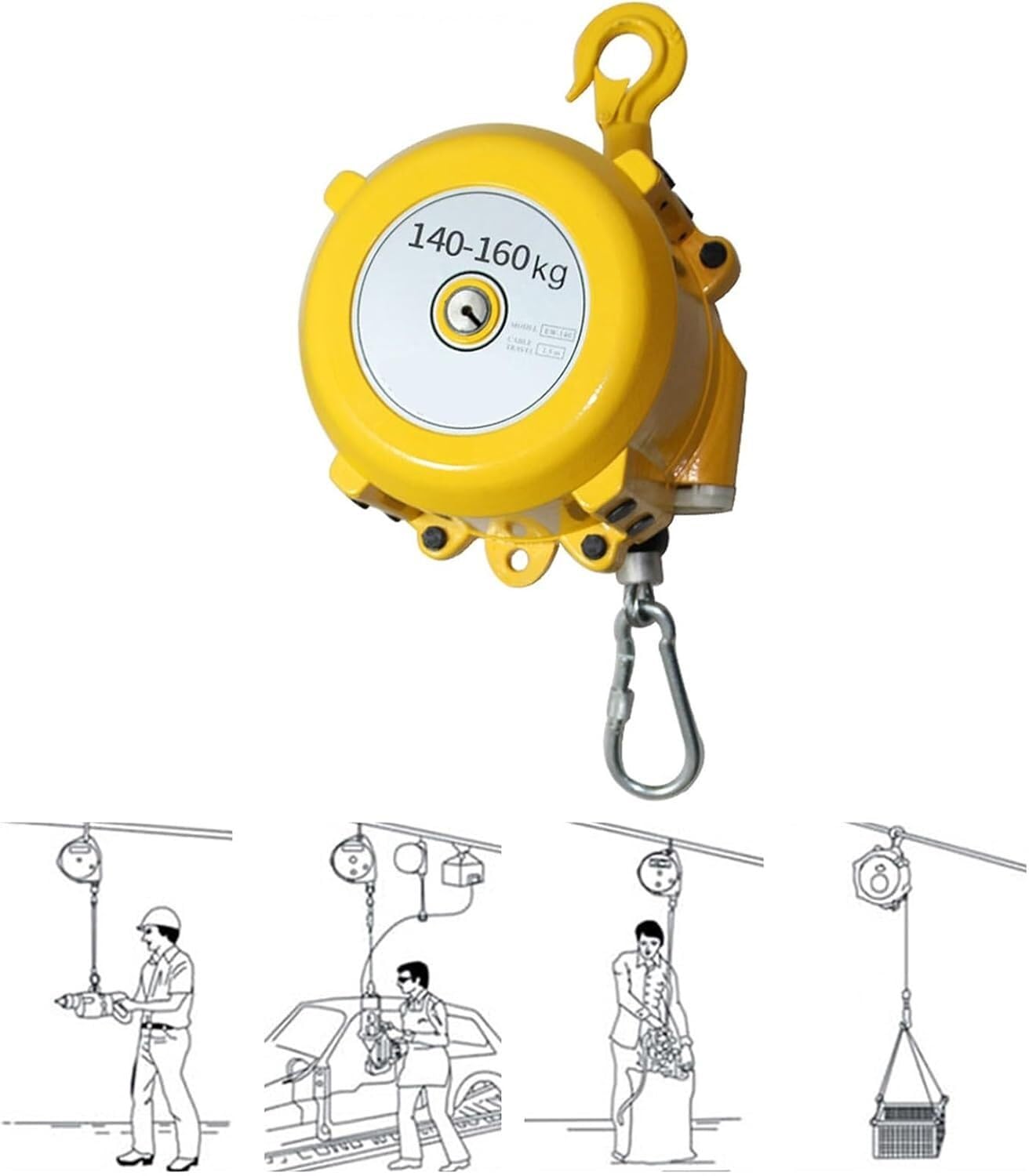 VUIKLCty Spring Balancer Tool Balancer With Wire Rope And Hook For Workshop And Automotive Equipment(Size : 140-160kg)