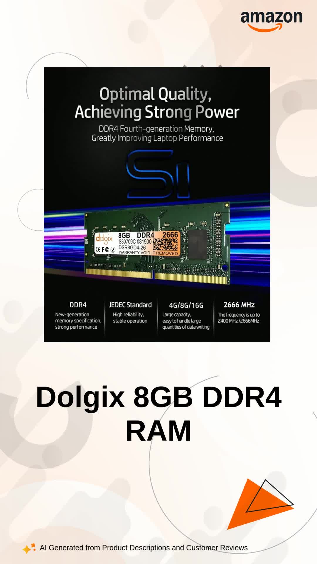 Dolgix 8GB DDR4 2666MHz Laptop RAM SO-DIMM