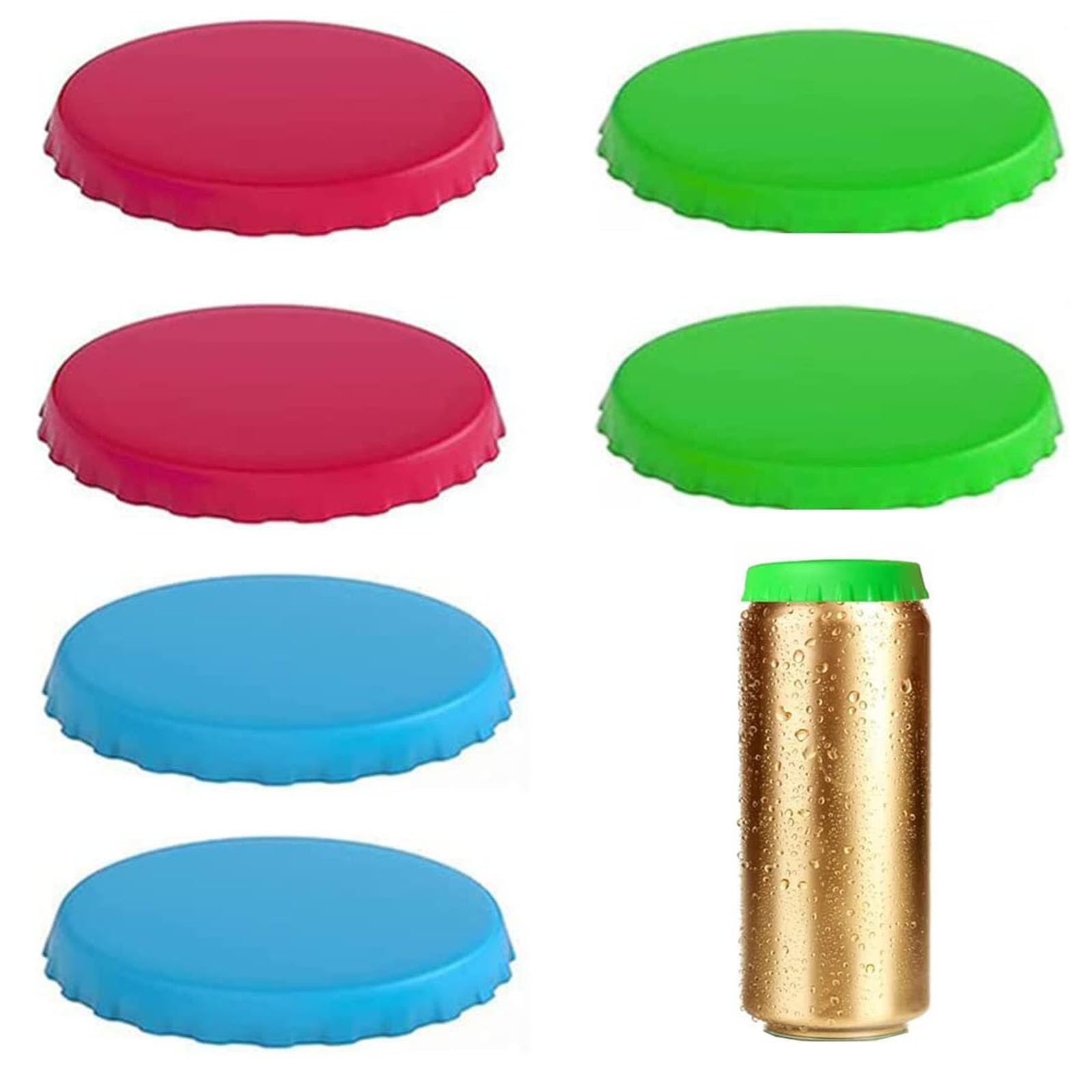 6 Silicone Drink Can Lids, Reusable Pop Can Lids, Can Lids Fizzy Drinks, Beverage Can Sealer Cap Silicone Soda Saver Can Lids Soda Drink Cover Tops Sealer Cap Spill Saver for The Beach Camping