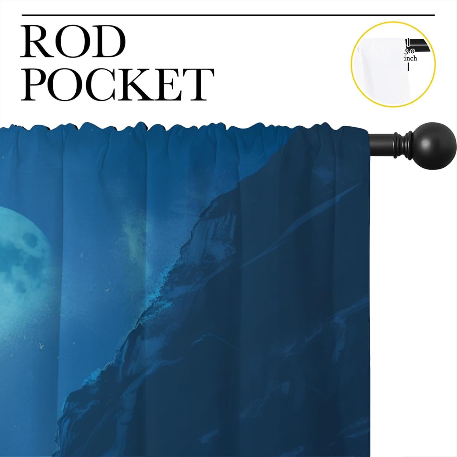 Wolf Blackout Curtains for Boys Girl Bedroom Home Decor, Wildlife Misty Forest Mountains Night Howling Thermal Insulated Rod Pocket Darkening Living Room Window Drapes, 63 x 63 inch