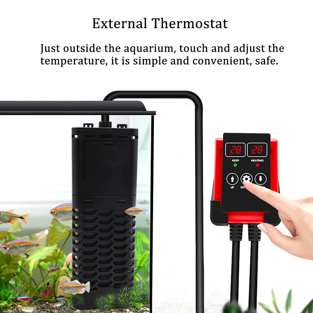 Riscaldatore per Acquario, riscaldatori per acquari con regolatore di Temperatura Esterno, Protezione da sovratemperatura, Temperatura costante Automatica, PTC antideflagrante, 50 W - 1200 W