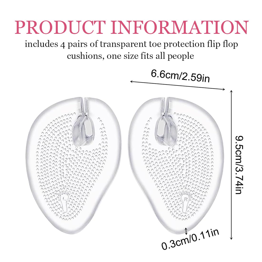 4 Pares de Protectores Dedos Pies Silicona, Almohadillas Antideslizantes para Dedos, Dediles de Silicona Reutilizables para Flip Flops y Sandalias