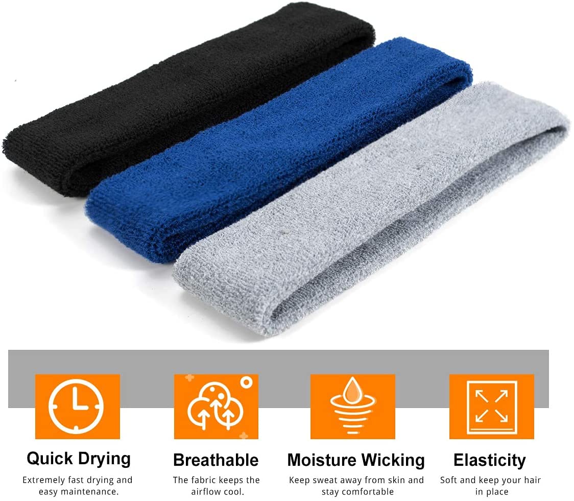 Sweatband for Men and Women - Sports Headband Lightweight Sweatband Moisture Wicking Workout Sweatband for Running, Cross Training, Yoga and Bike Sweatband for Men and Women - Sports Headband Lightweight Sweatband Moisture Wicking Workout Sweatband for Running, Cross Training, Yoga and Bike