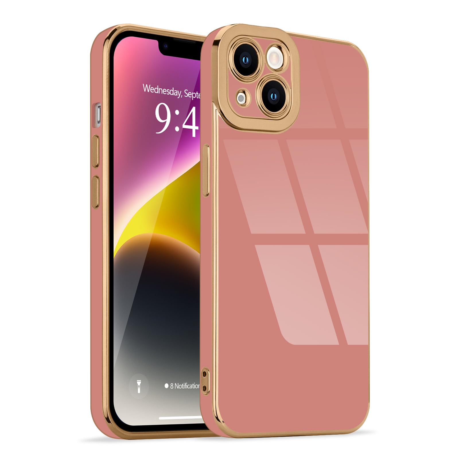 Lafunda for iPhone 14 Plus Case, Cute Slim Soft Silicone Shockproof Phone Cover for Women Girls Anti-Scratch Protective Luxury Shiny Plating TPU