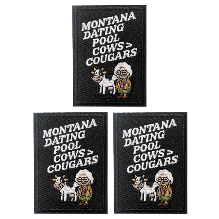 U-Sky Emblemas engraçados de assado, bordados sarcásticos dos Estados Unidos para chapéu, jaqueta, mochila, presentes de humor de geografia americana (Montana namoro piscina vacas pumas)
