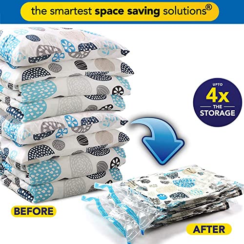 Image of Leafly Vacuum Bags for Packing For Clothes Space Saver Travel Reusable Bags with Pump | 2 Medium Size (50 x 70cm) & 2 Large Size (60 x 80cm) & 1 Jumbo Size (80 x 100cm) With Hand Pump (V BAG)