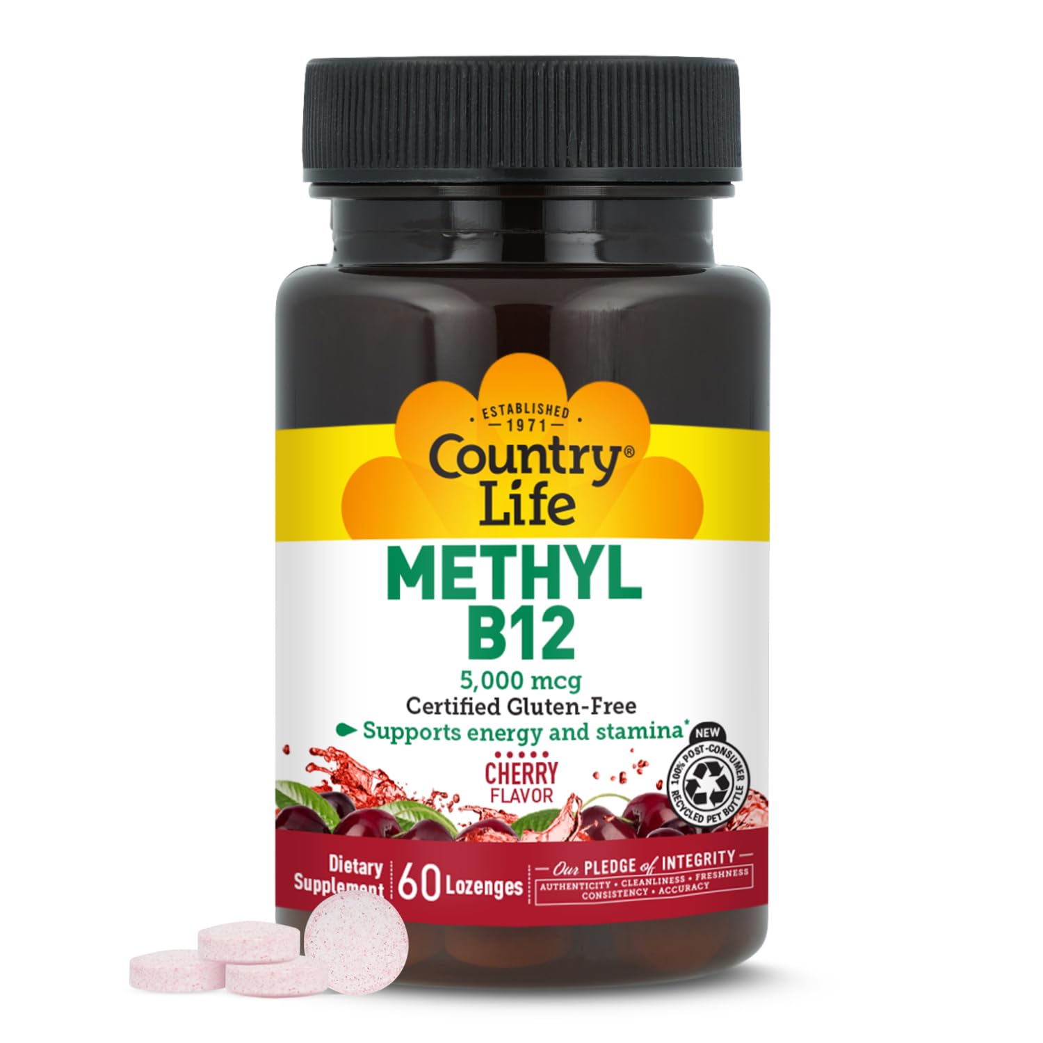 Country Life Methyl B12 5000 Mcg Cherry Flavor Lozenges 60'S