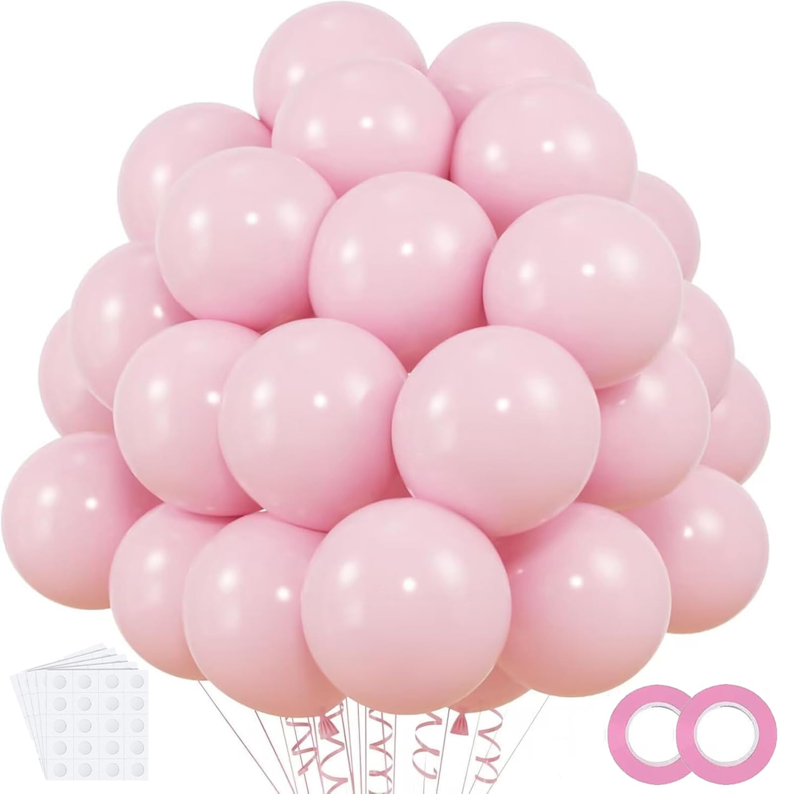 Pink Balloons 120 Pcs 12 Inch Round Latex Party Pastel Balloons (Pink) — image 1