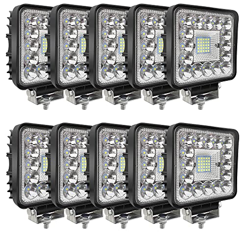 Image of LED Tractor Work Lights, Off Road LED Pod Lights 4 Inch 240W 20000lm 12V 24V Cube Light Square for Service Tow Truck ATV UTV RV RZR Boat Pickup Golf Cart Snow Blower Zero Turn Lawn Mower, 10Pack
