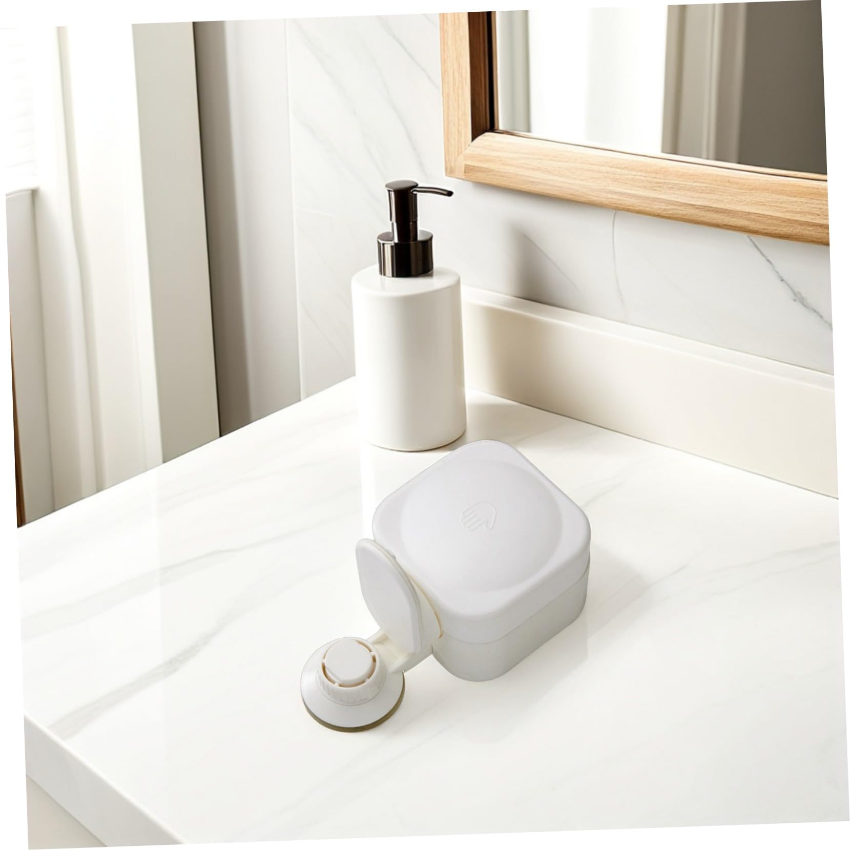 Ciieeo Dispenser per Detergente da Muro Ventosa per Shampoo e Bagnoschiuma, Materiale ABS Resistente, Design Moderno, senza Perdite e Non Si Blocca, per Scuole e Ristoranti