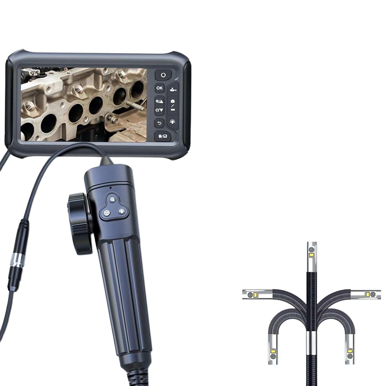 Endoscope GL-700N Articulating Borescope 8.5mm 2M Dual Lens 1080P HDMI
