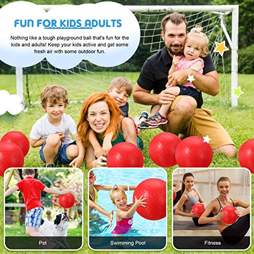 Sumind 12 Pcs 10 Inch Playground Ball Inflatable Kickballs Bouncy Dodgeball For Kids And Adults,Handball With Air Pump And 2 Mesh Drawstring Bags For Ball Games, Gym, Outdoor, School (Red) #TOP6