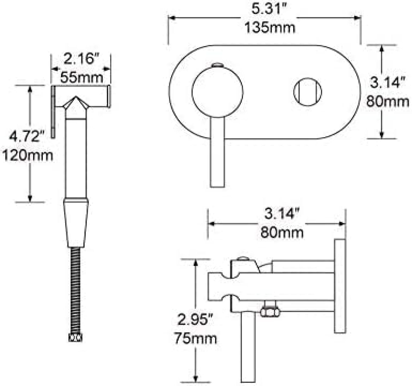 QTANZIQI Rubinetto Miscelatore per Bidet in ottoneDoccia igienica Musulmana con Controllo dell'Acqua Calda e Fredda RounShower Spray Soffione da Bagno per la Massima Pulizia