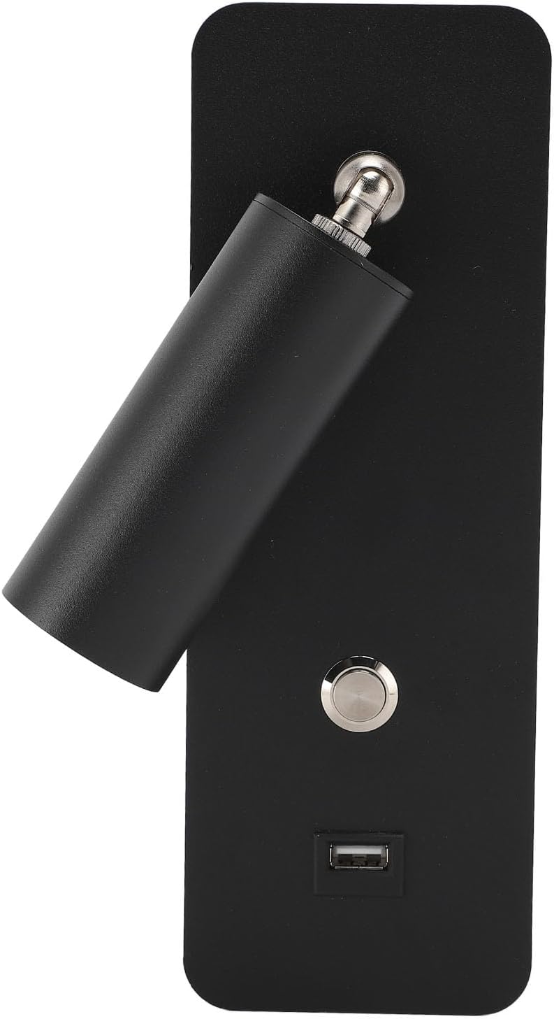 SUNGOOYUE Wall Mount LED Reading Lamp for Bedroom Living Room, Flexible Rotatable with USB Port 4000K with Cable, Wrought Iron