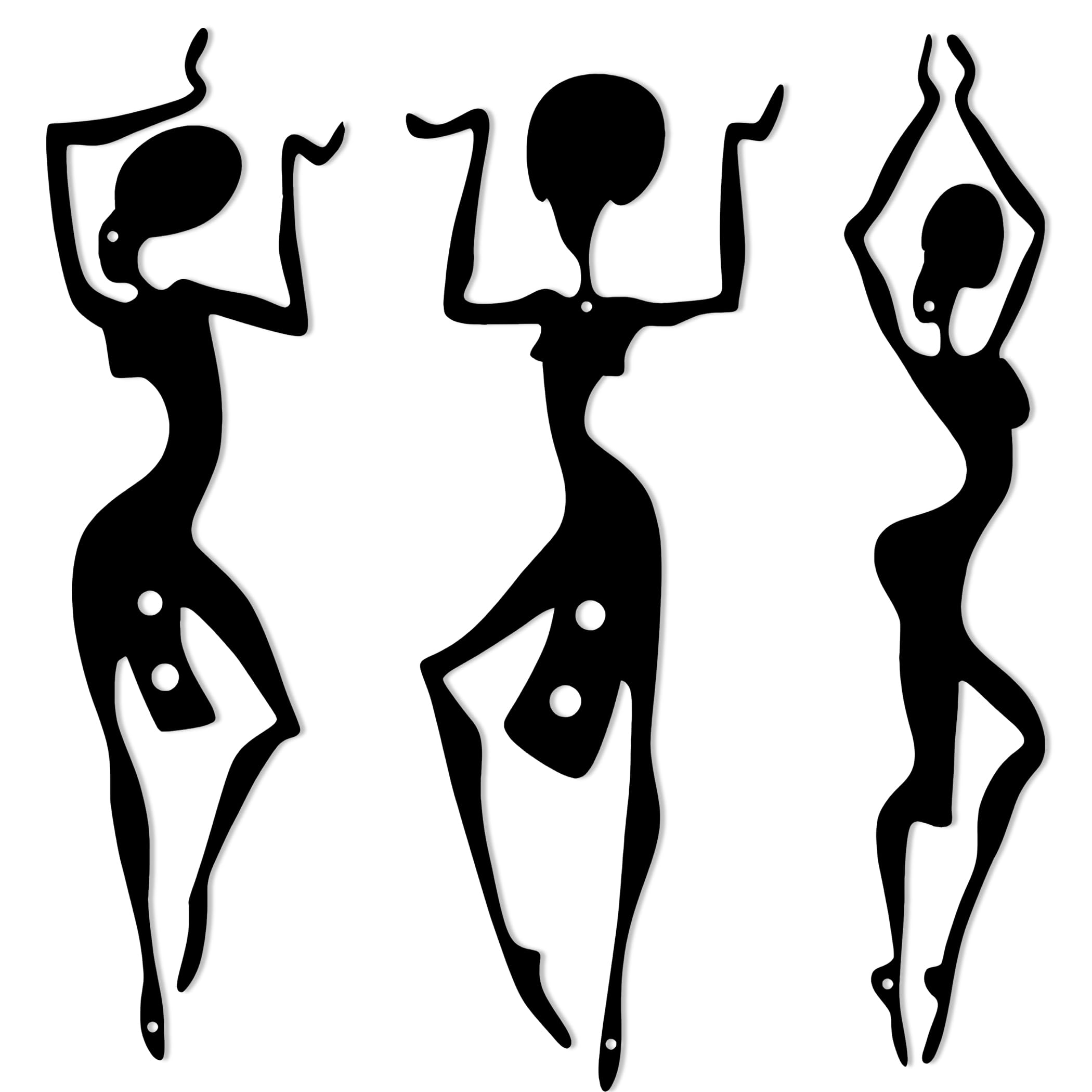 DICYWUDI 3 Pieces African Black Metal Wall Arts, Rustic Farmhouse Decor, Ethnic Dance Style Drawing Wall Art for Indoor Kitchen Bathroom Bedroom