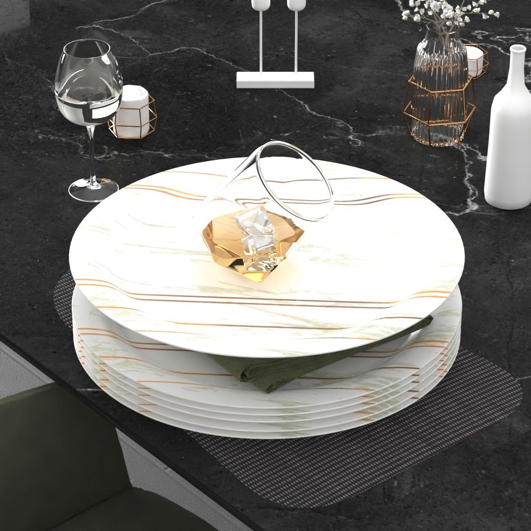 Castleite Piccolo Melamine Dinner Plates Set of 6 - Full Size 11', Break Resistant, Round Designer Plate for Eating or Serving in Home, Kitchen Use or Cafe, Stainless (Rosin Cream)-image-6