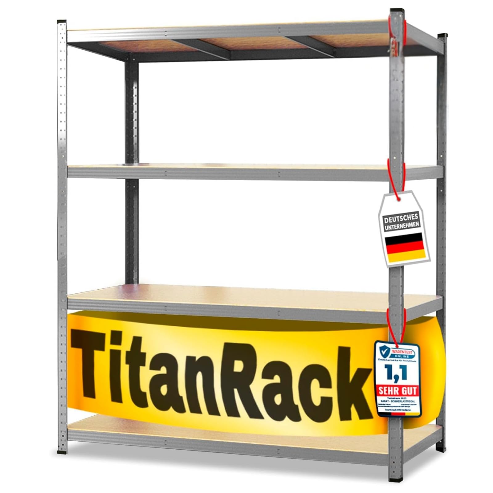 KARAT Schwerlastregal 200x150x60 cm Verzinkt – Weitspannregal Metall, Werkstatt Regal, Regal Werkstatt, Steckregal Lagerregal (TitanRack Big)