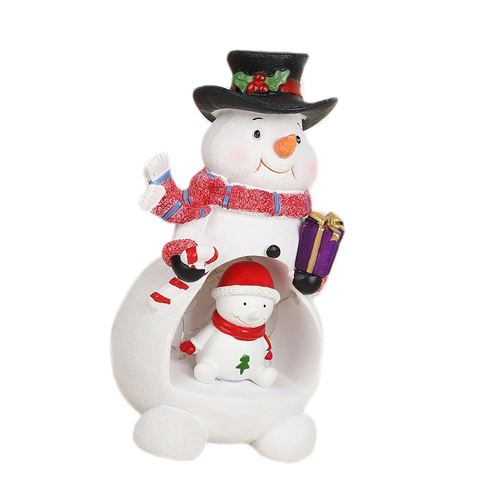 Figura decorativa de resina con luces LED de Papá Noel, muñecos de nieve, árboles de Navidad, para decoración del hogar