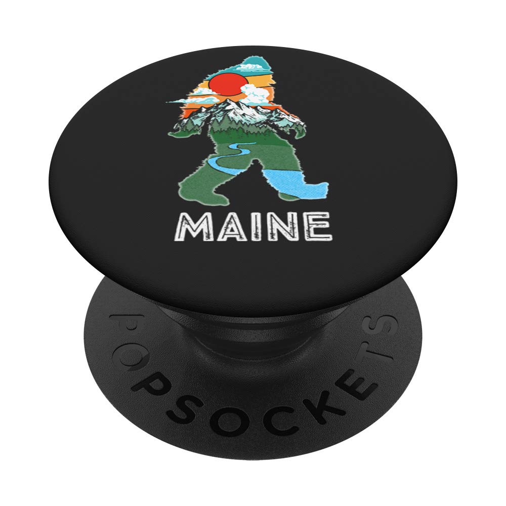 Maine Bigfoot Nature & Mountains Illustration Vintage PopSockets Grip and Stand for Phones and Tablets