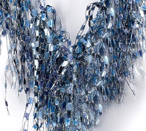 Scarf Necklaces for Women Lightweight - Blue Fringe Scarves Dressy Summer- Denim Blue Necklaces for Women - Western Neck Scarf Wild Rag for Woman - Sparkly Lace Spring2