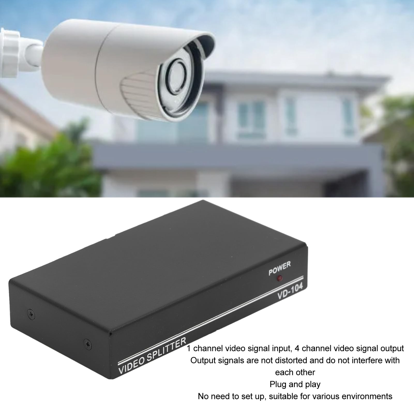 1 in 4 Out Video Splitter, BNC Video Splitter, 1x4 Video Splitter Professional Full HD 1080P HDTV Video Splitter for Home Theater Video Meeting Multimedia Teaching (US Plug)